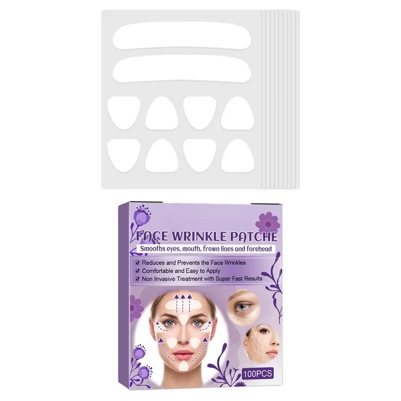 

Face Wrinkles Patches 100 Pcs Facial Wrinkles Remover Strips Clear Reusable Pads For Anti-Wrinkles Train Facial Muscles For