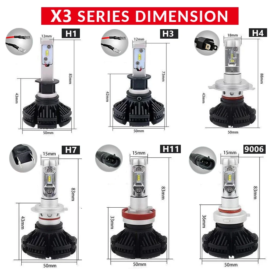 2 шт. Автомобильный фонарь H4 LED H7 ZES H11 3000K 6000K 8000K HB3 9005 HB4 9006 Автомобильные