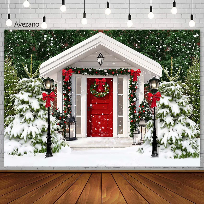 

Рождественские фоны красная дверь венок сосновые деревья Снежинка семейный портрет Декор Фон фотография Фотостудия фотосъемка