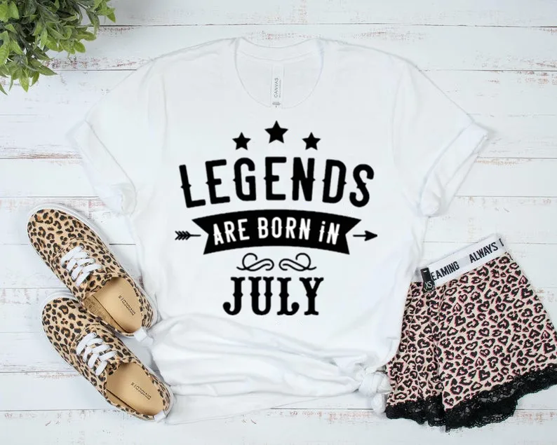 

Legends Are Born In July Shirt, July Birthday T-Shirt Cancer Men For July Men Birthday Short Sleeve Female 100%cotton Shirts y2k