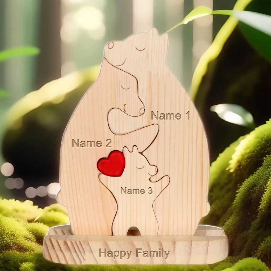 

Деревянный семейный пазл медведь