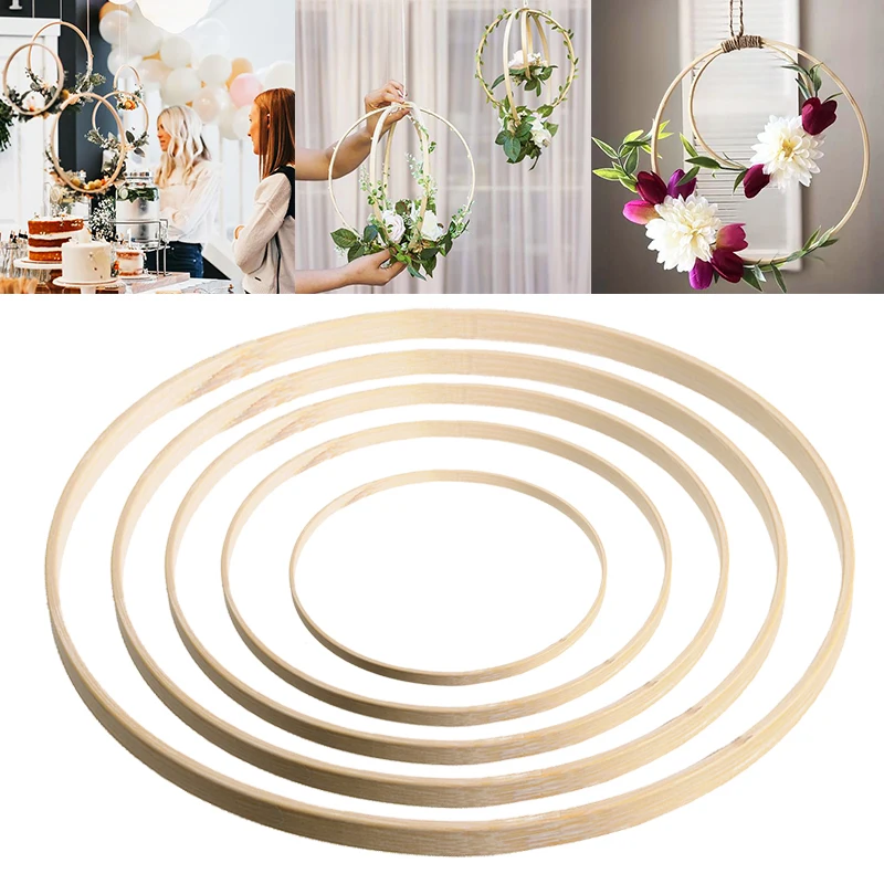 

10Pcs Wooden Bamboo Floral Circle Hoop DIY Handmade Floral Wreath Dreamcatcher Supplies Embroidery Hoop Frame Ring