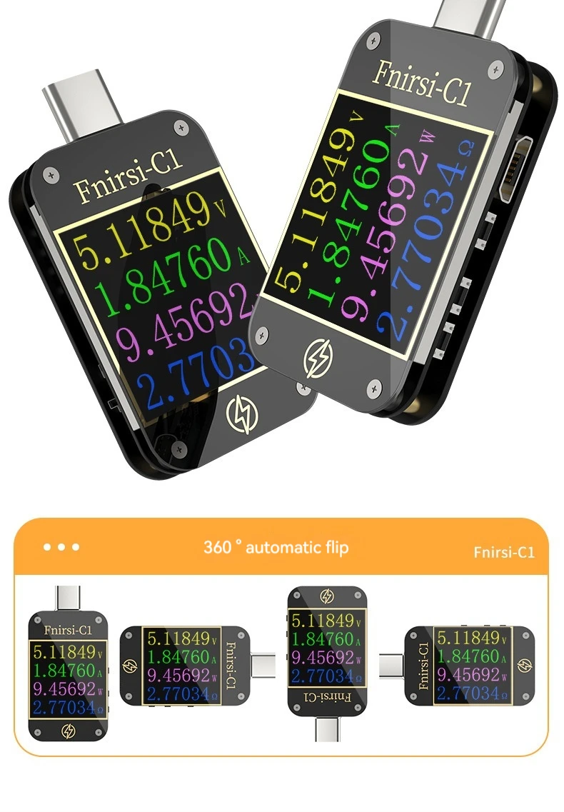 Вольтметр-Амперметр Fnirsi C1 измеритель емкости для внешних аккумуляторов с