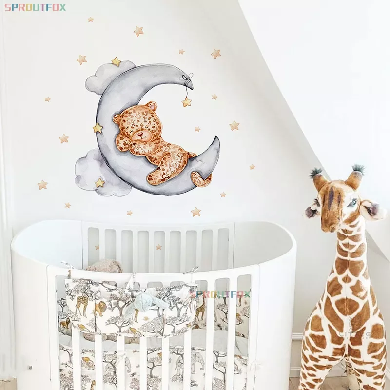 

bear Good night moon wall stickers for children's room Wallpaper Wall Stickers Child Animal Pattern Wall decorative vinyl