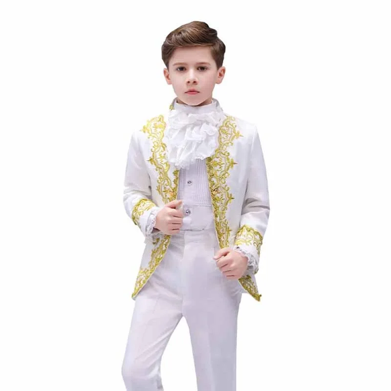 

Fantasia Children`s Carnival Cosplay Costume Boys court drama clothing Kids Red Black White Prince Charming Tuxedo Suit Gift