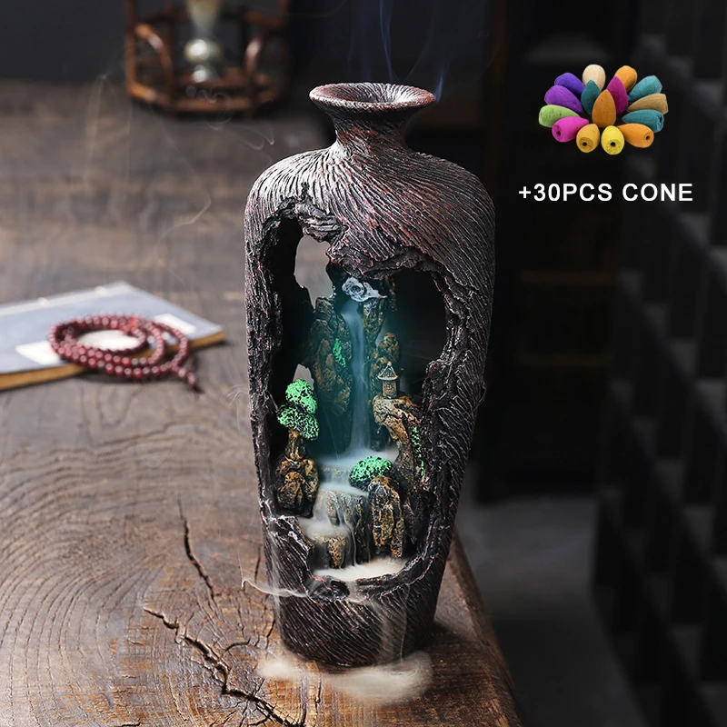 

PINNY Creative Resin Backflow Incense Burner Landscape In A Bottle Home Decoration Accessories Sandalwood Incense Holder