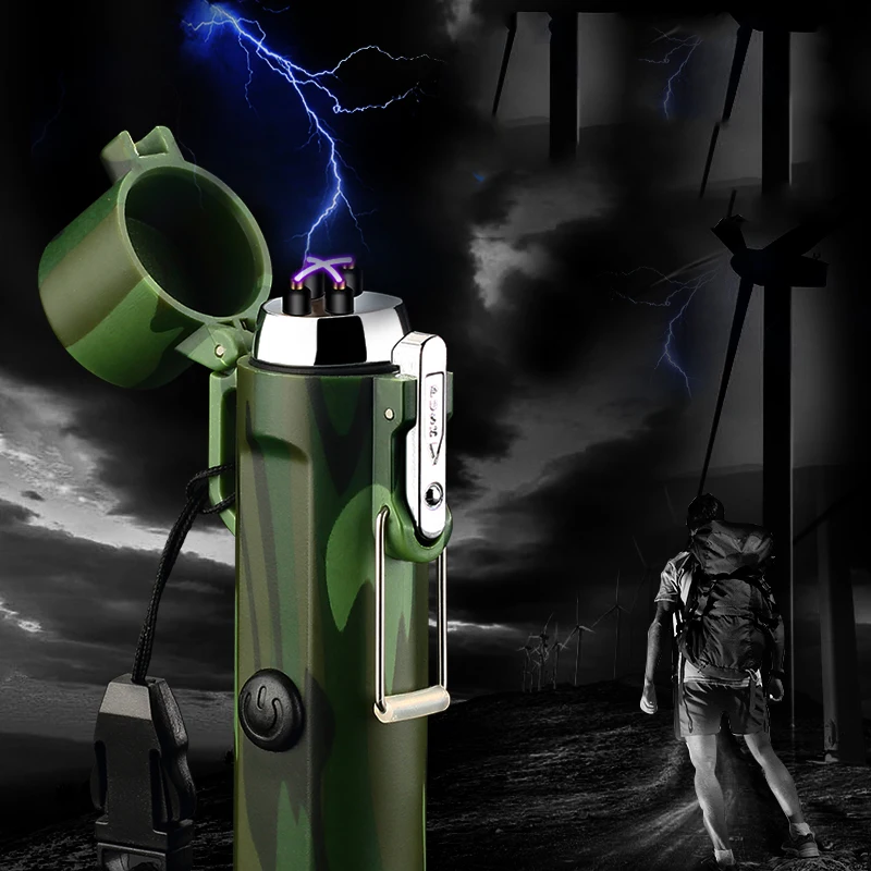 

Metal Flameless Pulse Dual Arc Plasma USB Lighter Suitable For Outdoor Camping Survival, Waterproof, And Windproof Men's Gifts