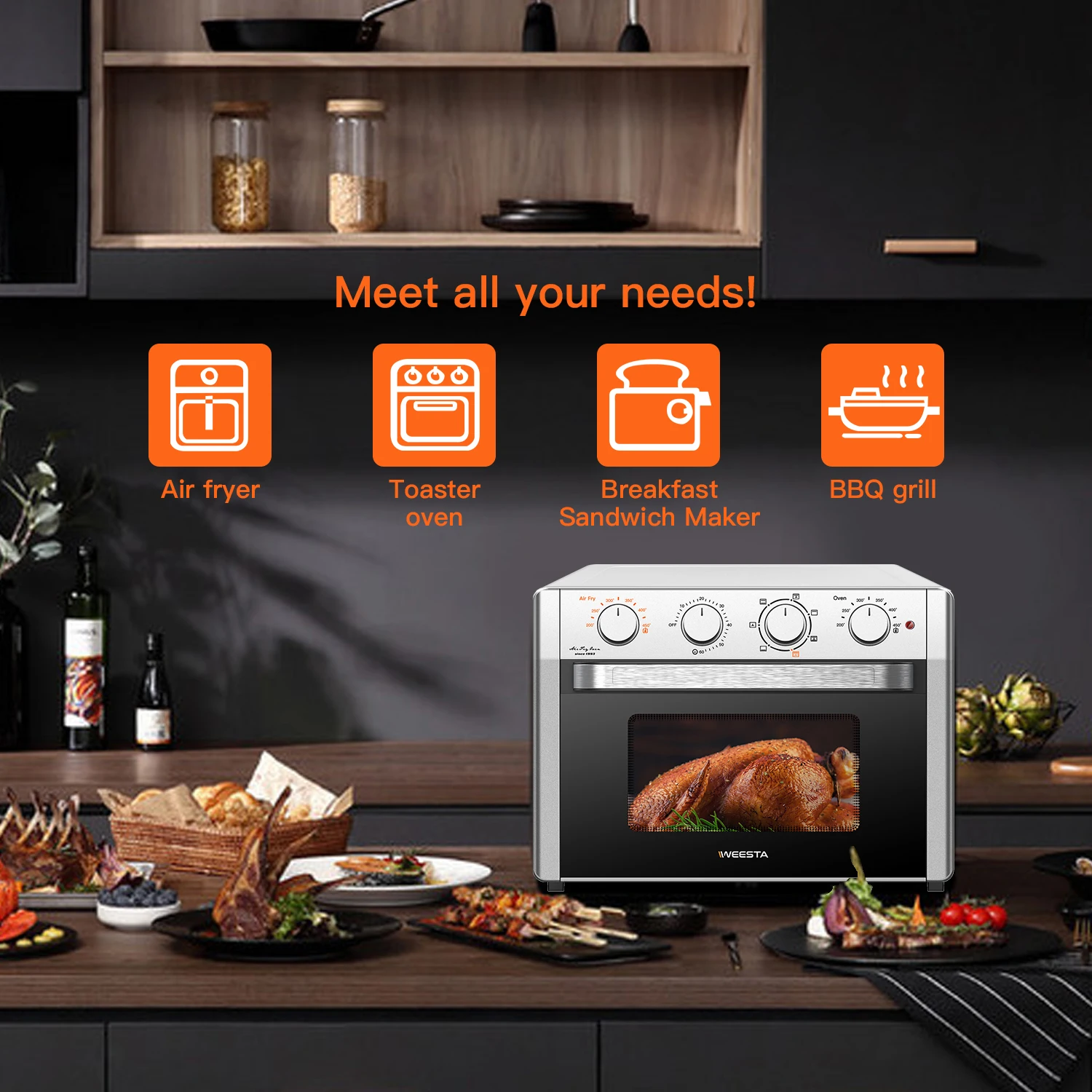 24 quart air fryer toaster oven 7 in 1 convection oven with air fry roast toast broil bake function kitchen appliances free global shipping