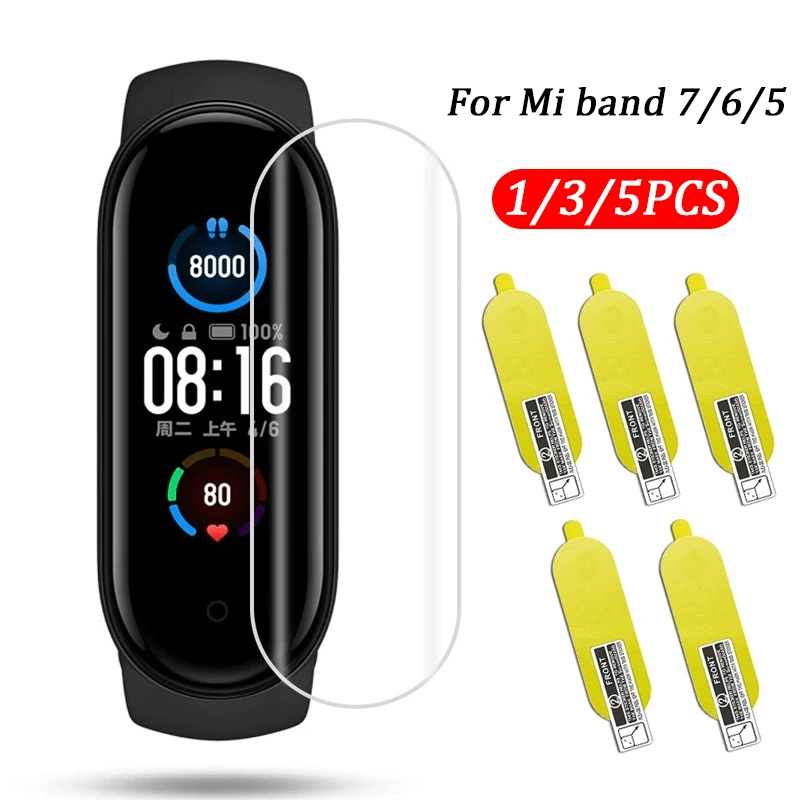 

5pcs TPU Hydrogel Protective Film for Xiaomi Mi Band 7 6 5 Screen Protector Transparent Film Covering No Bubble Film Non Glass