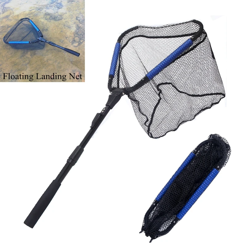 

Foldable Floating Fishing Landing Net Collapsible Pole Handle Safe Fish Catching or Releasing