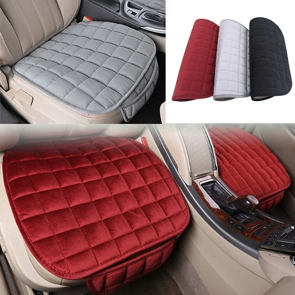 

Simple Car Front Cushion Non-slip Breathable Car Cushion Single-piece Backrestless Plush Front Seat Cushion Tie-free Car Supplie