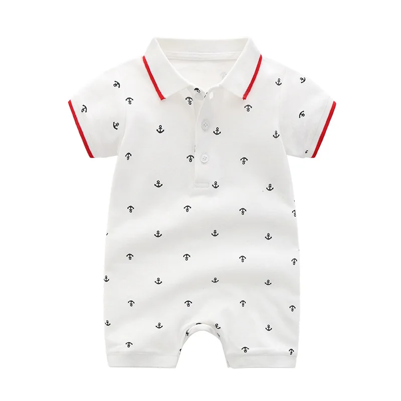 

Spring and Summer Children's Navy Style Clothing Infant Romper Boy Bodysuit Short Sleeve Printing Kids One-Pieces Baby Clothes