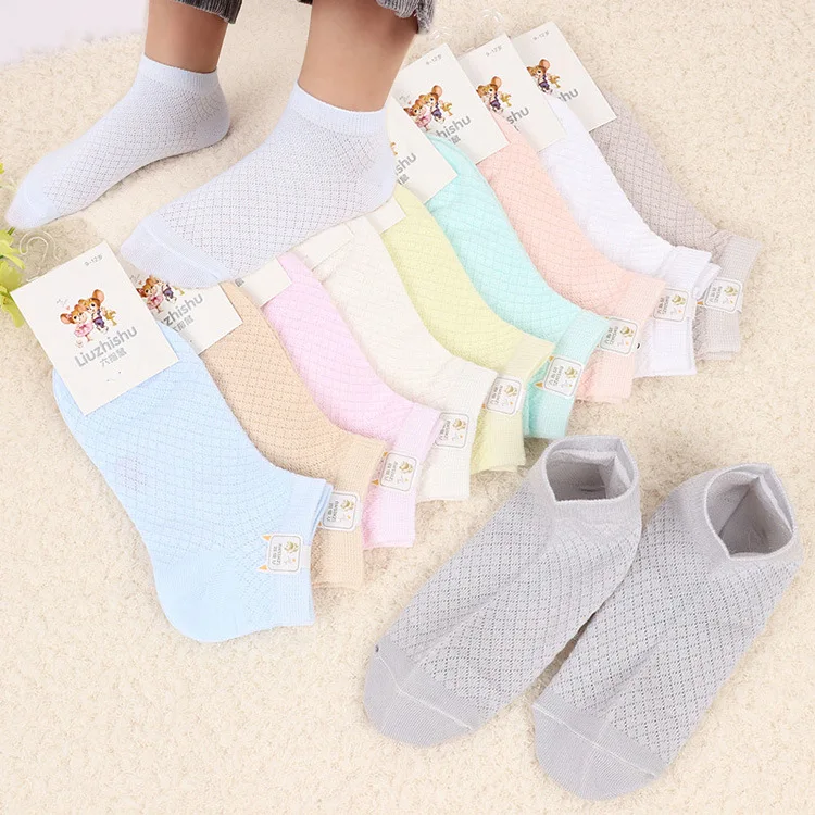 

Children Spring and Summer Thin Breathable Mesh Boat Socks Hollowed Out Cool Cotton Socks Short Tube Socks 10 Pcs/set