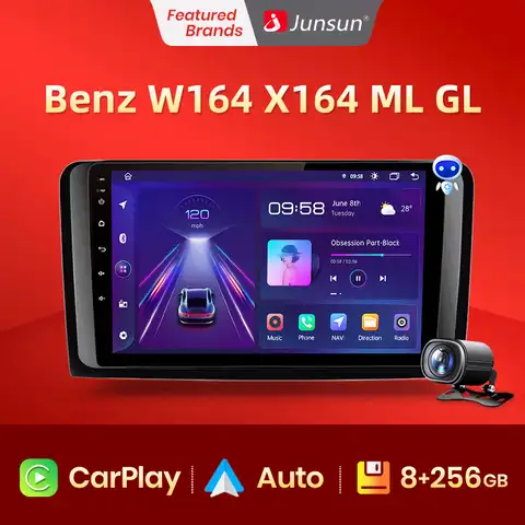 Junsun V1 Pro 8ГБ+128ГБ For мерседес М-класс W164 GL-класс X164 ML GL Mercedes Benz M-Class W164 GL-Class X164 ML GL Android автомагнитола Мультимедиаплеер для авто CarPlay Android Auto GPS нави...