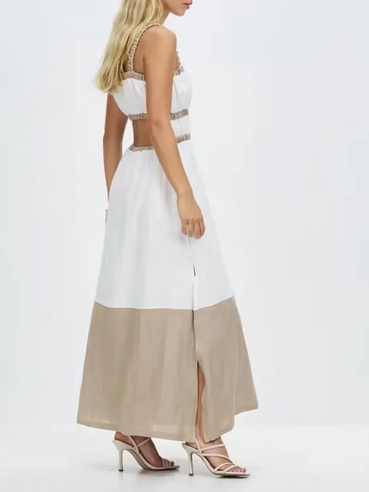 VGH хит цвета Temeprament платья для женщин квадратный воротник без рукавов с высокой