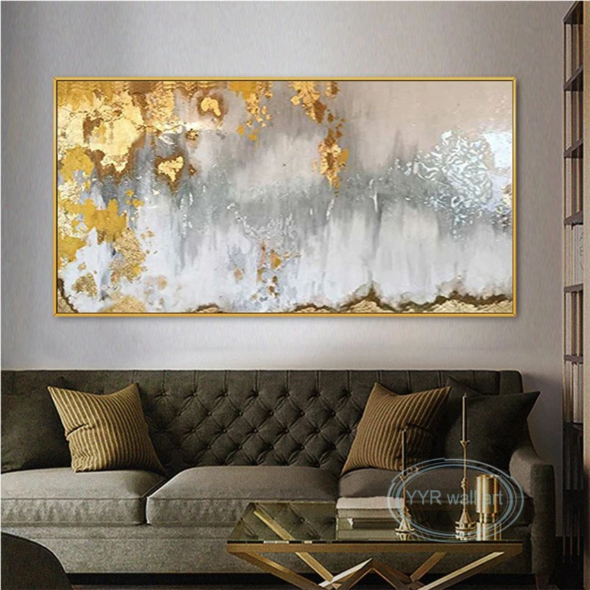 

Абстрактная Настенная картина ручной работы, картина маслом, холст из золотой фольги, акриловый подвесной плакат, домашний эстетический декор, Фреска для гостиной, дивана