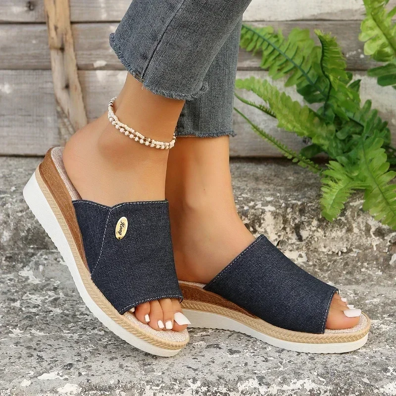 Летние новые женские туфли женская обувь внешняя торговля тапочки танкетка