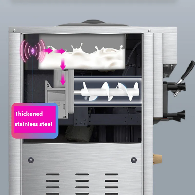 Ice Cream Machine Commercial Automatic Vertical 30L Freeze Equipments Three Flavors Crispy Stainless Steel Desktop Cone Maker