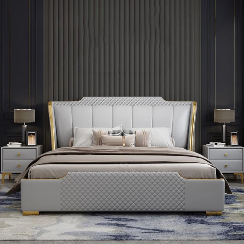 

Modern Minimalist Wedding Bed High End Atmospheric Storage Apartment King Size Bed Double Designer Lounger Cama Home Decoration