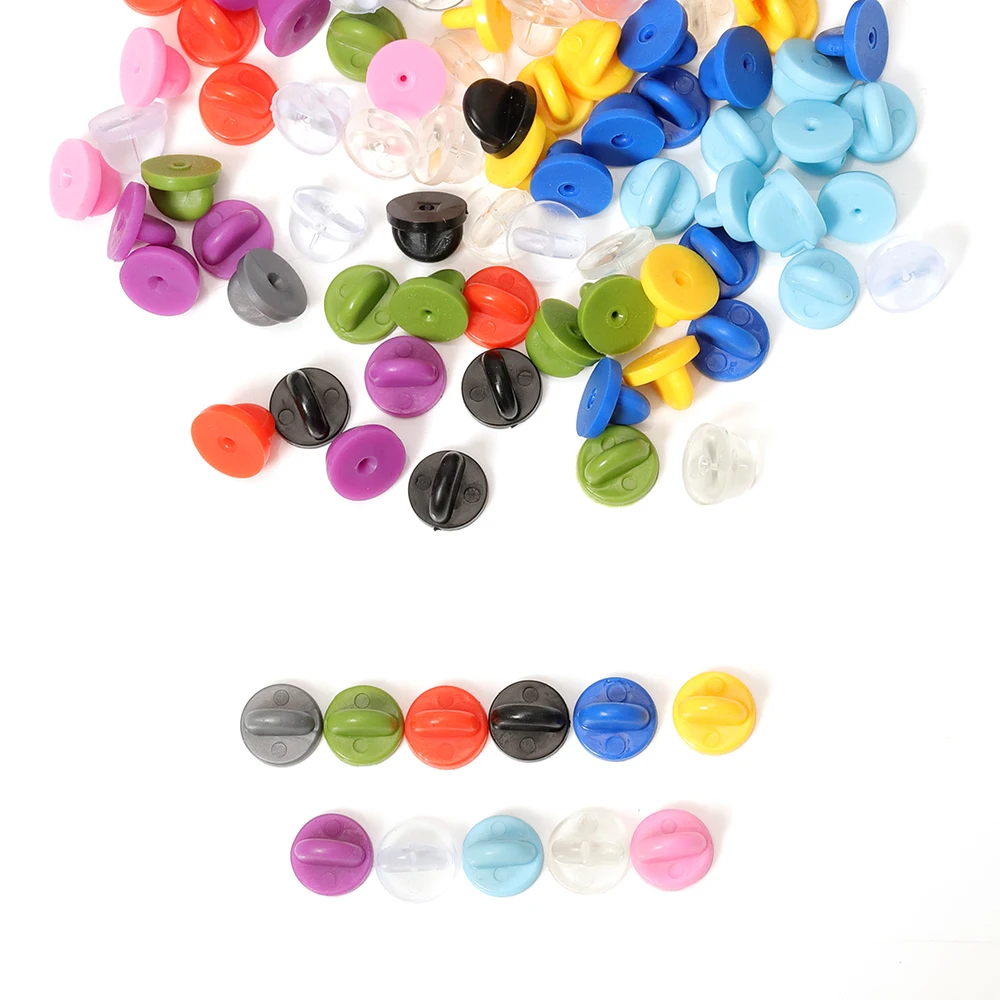50pcs Rubber Brooch Bukle Button Clasp Pin Backs Clutch Care Cap Nail Tie Back Stoppers Squeeze Badge Holder Jewelry Accessories