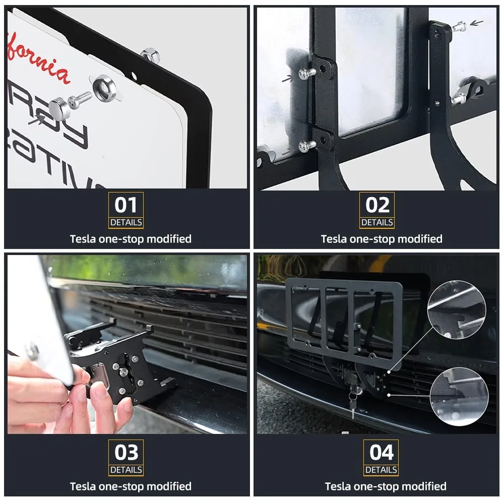 Передняя рамка для номерного знака Tesla Model 3 Y 2023-2017 с защитой от кражи 2023 без клея
