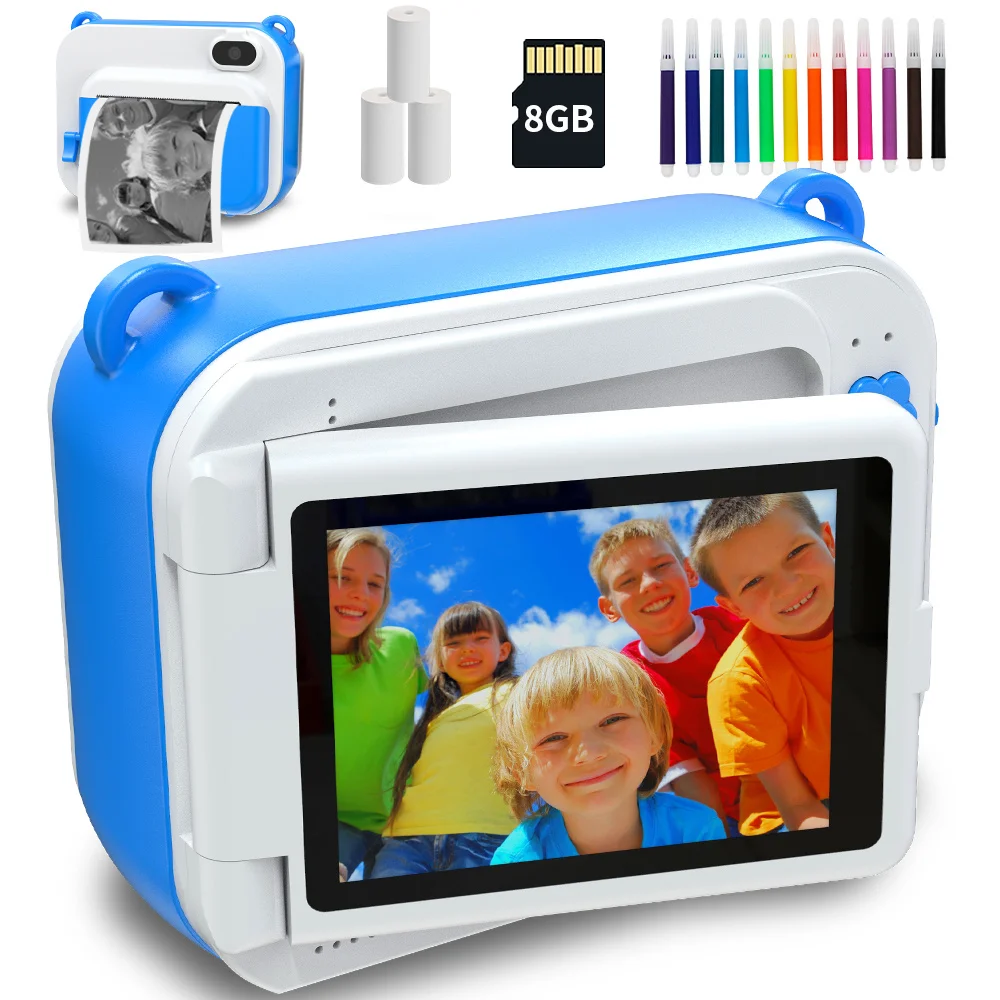 DIY Printting Children's Camera With Thermal Paper Digital Photo Camera Selfie Kids Instant Print Camera Boy's Birthday Toy Gift