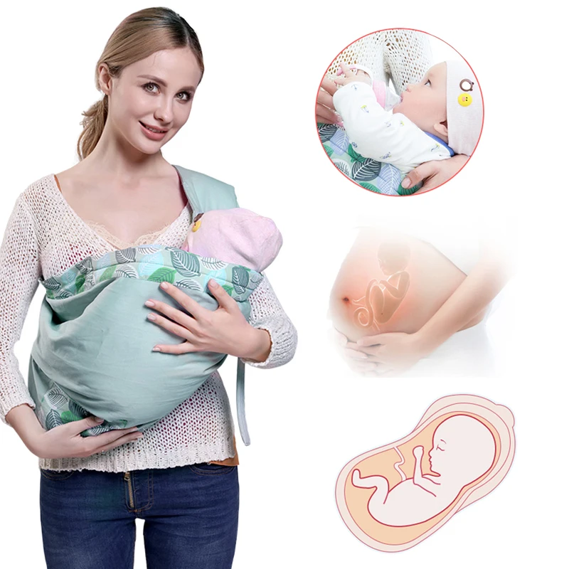 Baby Wrap Newborn Sling Dual Use Infant Nursing Cover Carrier Mesh Fabric Breastfeeding Carriers Up To 130 Lbs (0-36M)