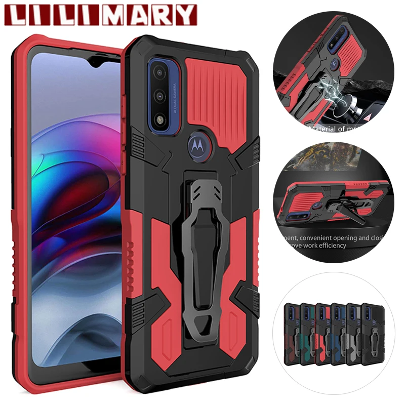 

Shockproof Phone Case For Motorola G9Plus G9Play G8 Plus Back Clip Bracket Anti-Drop Cover For Moto G Stylus G Pure G 5G G Play