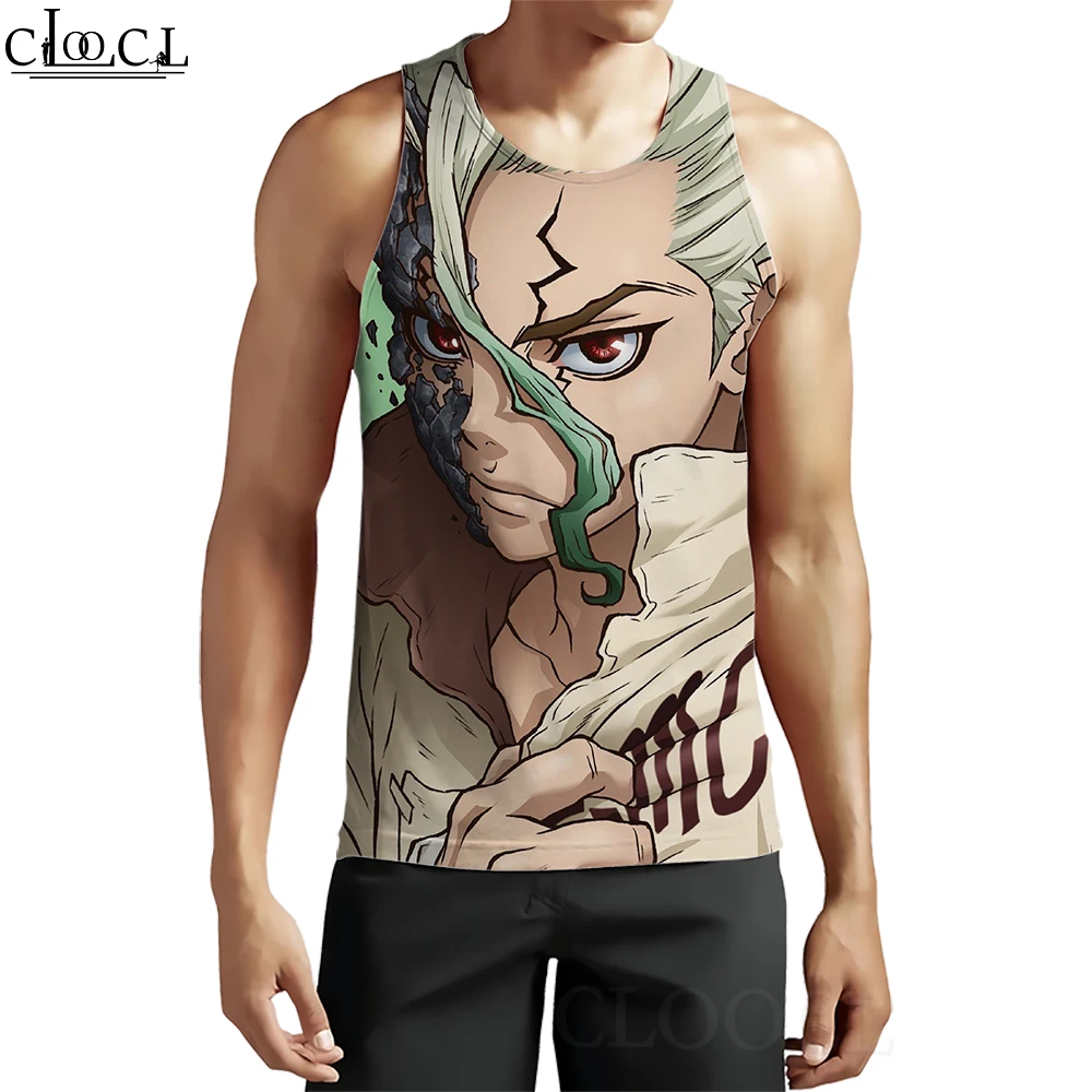 

Мужские майки CLOOCL с 3D-графикой, жилет с рисунком аниме Dr.stone, Повседневная модная уличная одежда унисекс без рукавов в стиле Харадзюку
