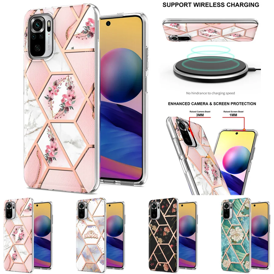 

2022 Flower Mosaic Marble Case For Xiaomi Redmi Note 10/10S/10 Pro Max/9 Pro Max/9S Xiaomi Mi Poco M3/F3/X3 Nfc 10 Lite 10T Lite