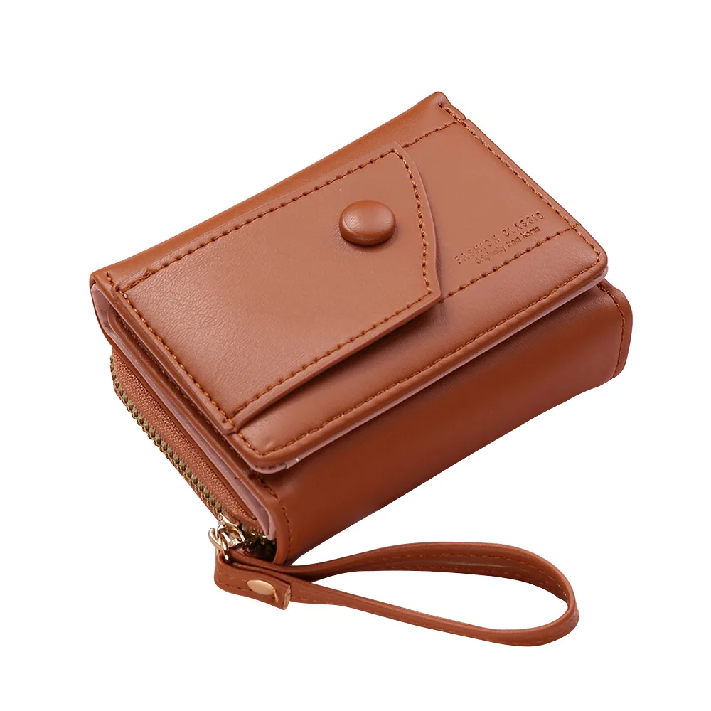 

Women's Purse Short Women's Zipper Purse Three Fold Coin Purse Female Student Pu Purse Purse Clutch