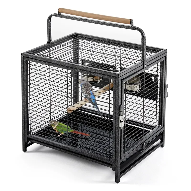 

26" Metal Bird Travel Cage Carrier for Small to Medium Sized Birds, Black