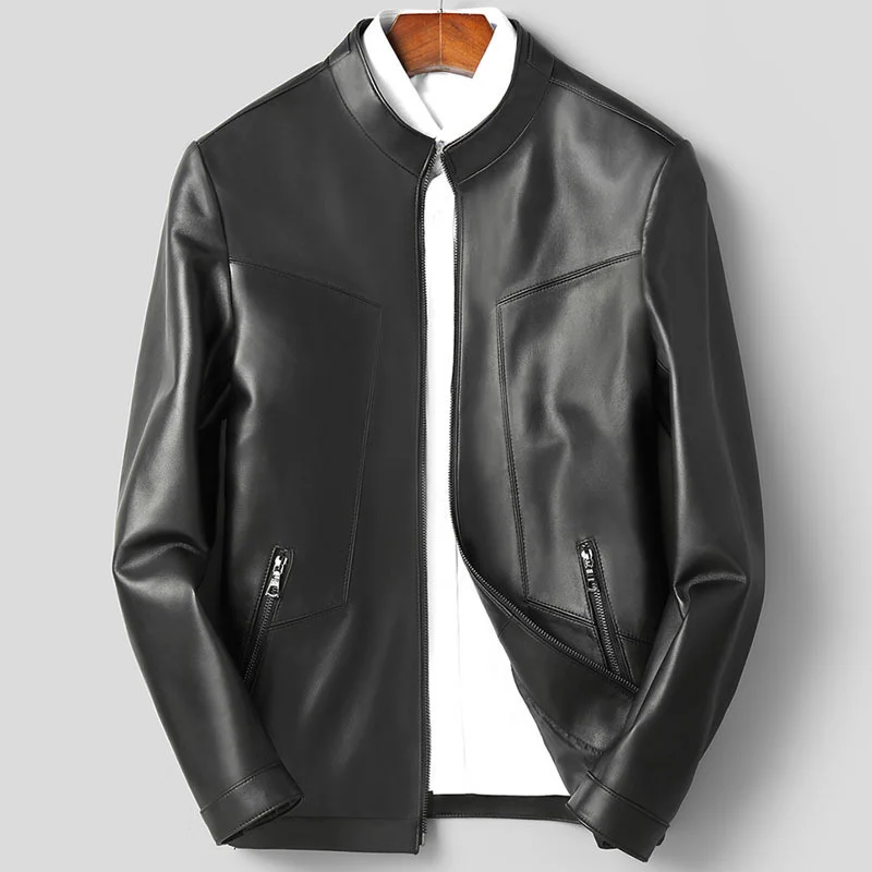 

100% genuine leather real Haining New Autumn Sheepskin Genuine Leather Coat Men's Short Fit Slim Jacket Casual Thin Style