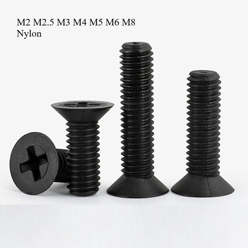 

Черные нейлоновые винты с потайной головкой M2-M8