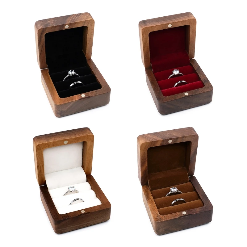

F19D Jewelry Box Portable Small Storage Boxes for IDEAL Gift for Husband Boyfriend Jewellery for CASE Mini Wooden Organi