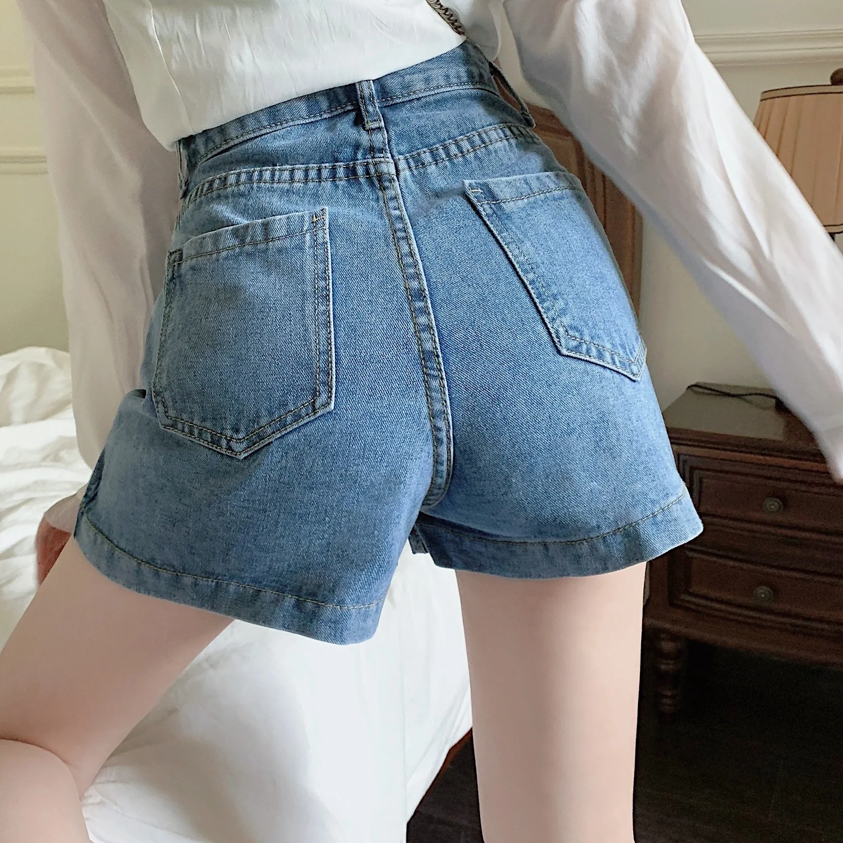 Jean Shorts Women Korean Fashion Women Clothing High Waisted Shorts Button Womens Shorts Skirt Sexy Girl Jeans 5XL Black Shorts