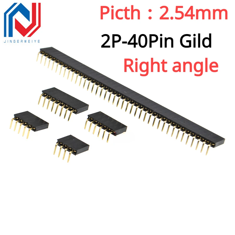

10PCS 1X/2/3/4/5/6/8/10/40 PIN Single Row Right Angle FEMALE PIN HEADER 2.54MM PITCH Strip Connector Socket 3p/4p/6p/8p/20p/40p