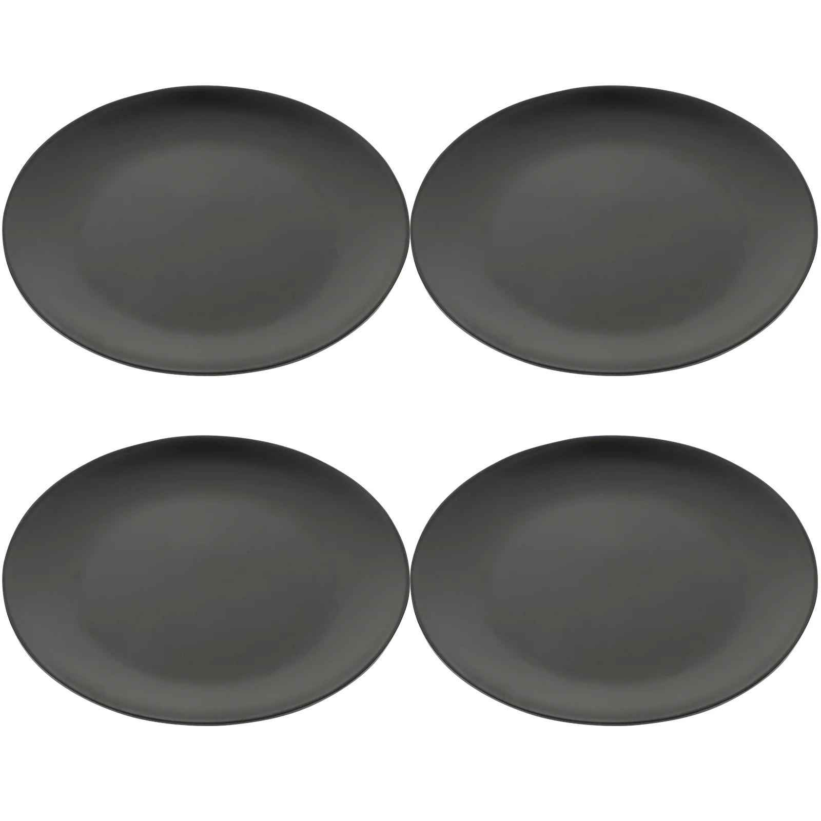 

4 Pcs Black Melamine Plate Kitchen Plates Flat Bottom Serving Dish Plastic Food Tray Candy Round Party Platter Dinner