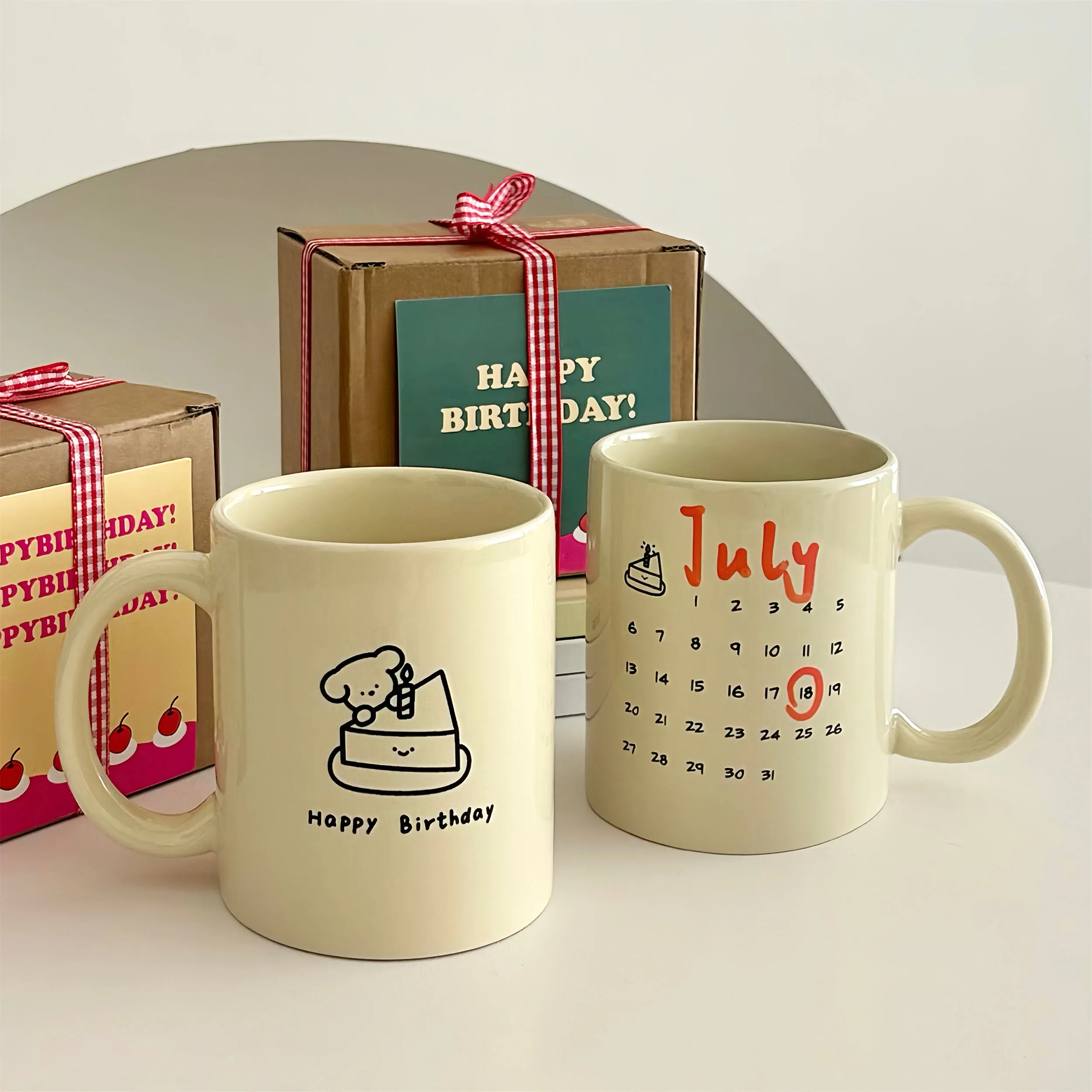 Керамическая кофейная чашка для завтрака, 300 мл, термостойкая кружка для молока, чая, овсянки, милая кружка для воды с щенком, подарки на годовщину или день рождения