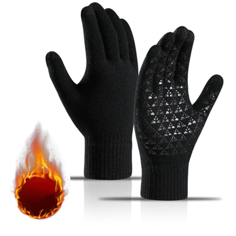 

Men Touchscreen Gloves Knitted Wool -30 Celsius Warm Mitten Adult Outdoor Grasp Screen Cycling Glove Thicken Autumn Winter Glove