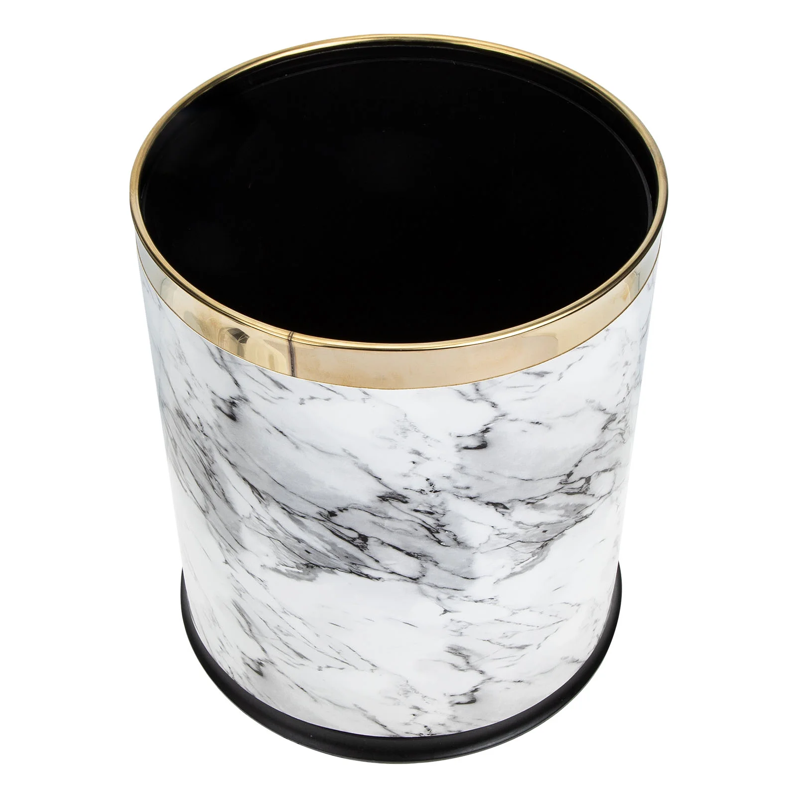 

Marble Trash Can Waste Container Round Garbage Marbling Car Pattern Plastic Office Wastebasket