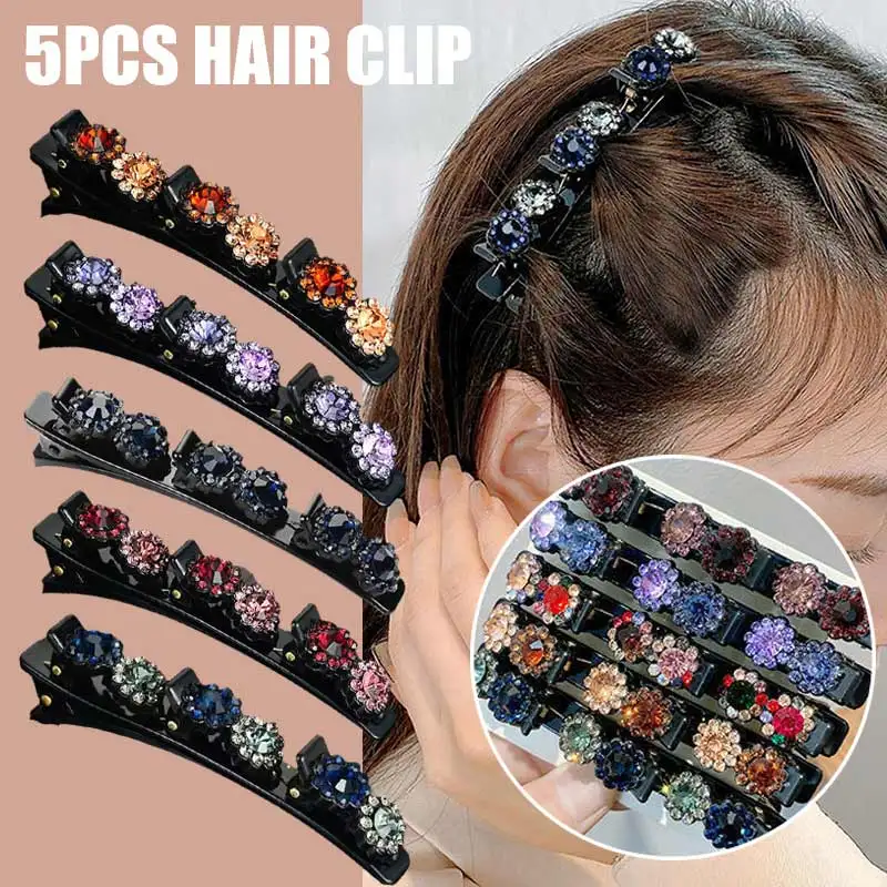 

Sparkling Crystal Stone Braided Hair Clips For Women Multi Clip Hair Barrette Daily Wear Fashion Hair Headwear Accessories