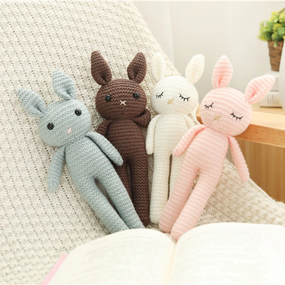 

Handmade knitted Rabbit Doll Animal Stuffed Plush Toy Baby Soothing Baby Sleeping Plush Toy Gifts for Children Kids Birthday