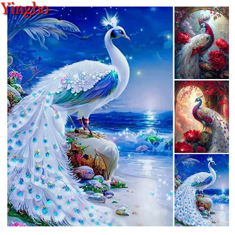 Алмазная мозаика с павлином, полностью круглая вышитая 5D мозаика с животными, вышивка крестиком, пазл для продажи, искусство, домашний декор, хобби