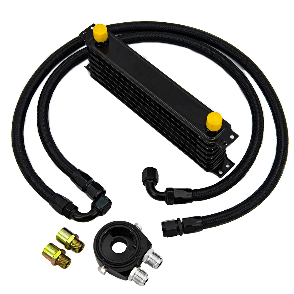 7 рядов комплект масляного радиатора адаптер фильтра AN10 с нейлоновым шлангом из