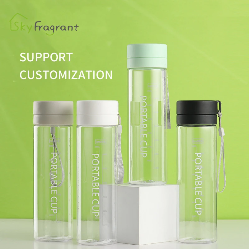 Outdoor Large Capacity Sports Water Bottle Frosted Plastic Cup Portable Rope Gift Mug Customizable Print Logo |