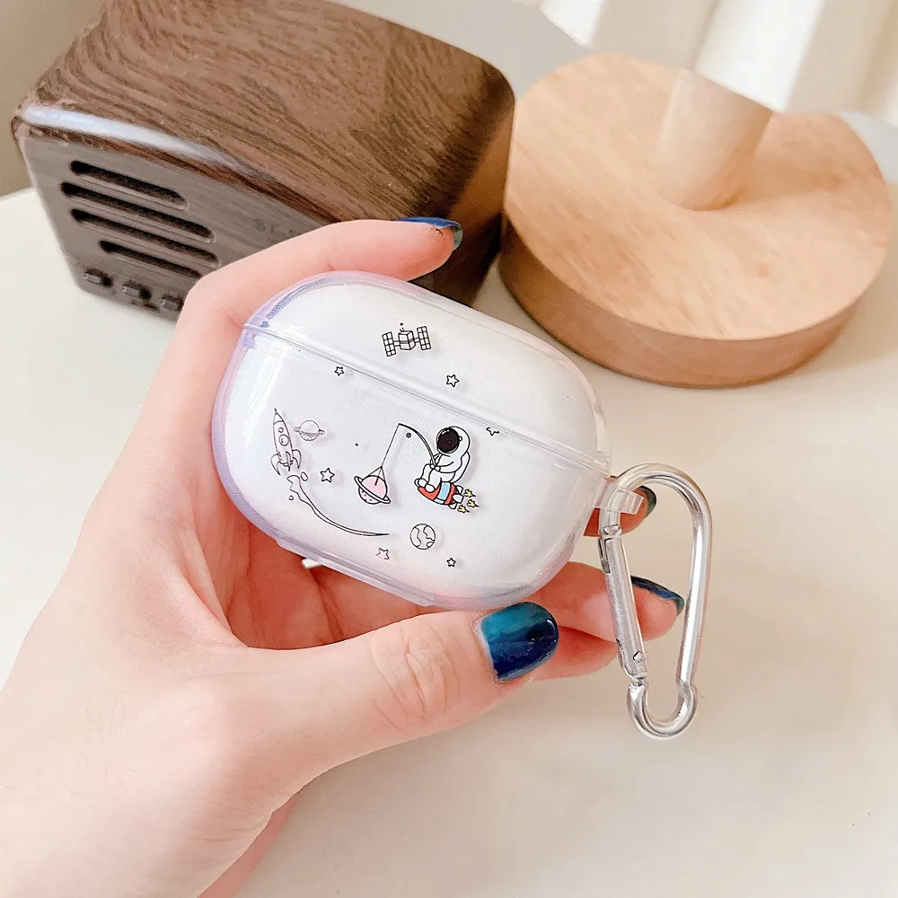 

Cute Astronaut Protective Earphone Case for Xiaomi Redmi Buds 4 Pro TWS Bluetooth Headphones Box Buds4 Pro Soft Cover With Hook