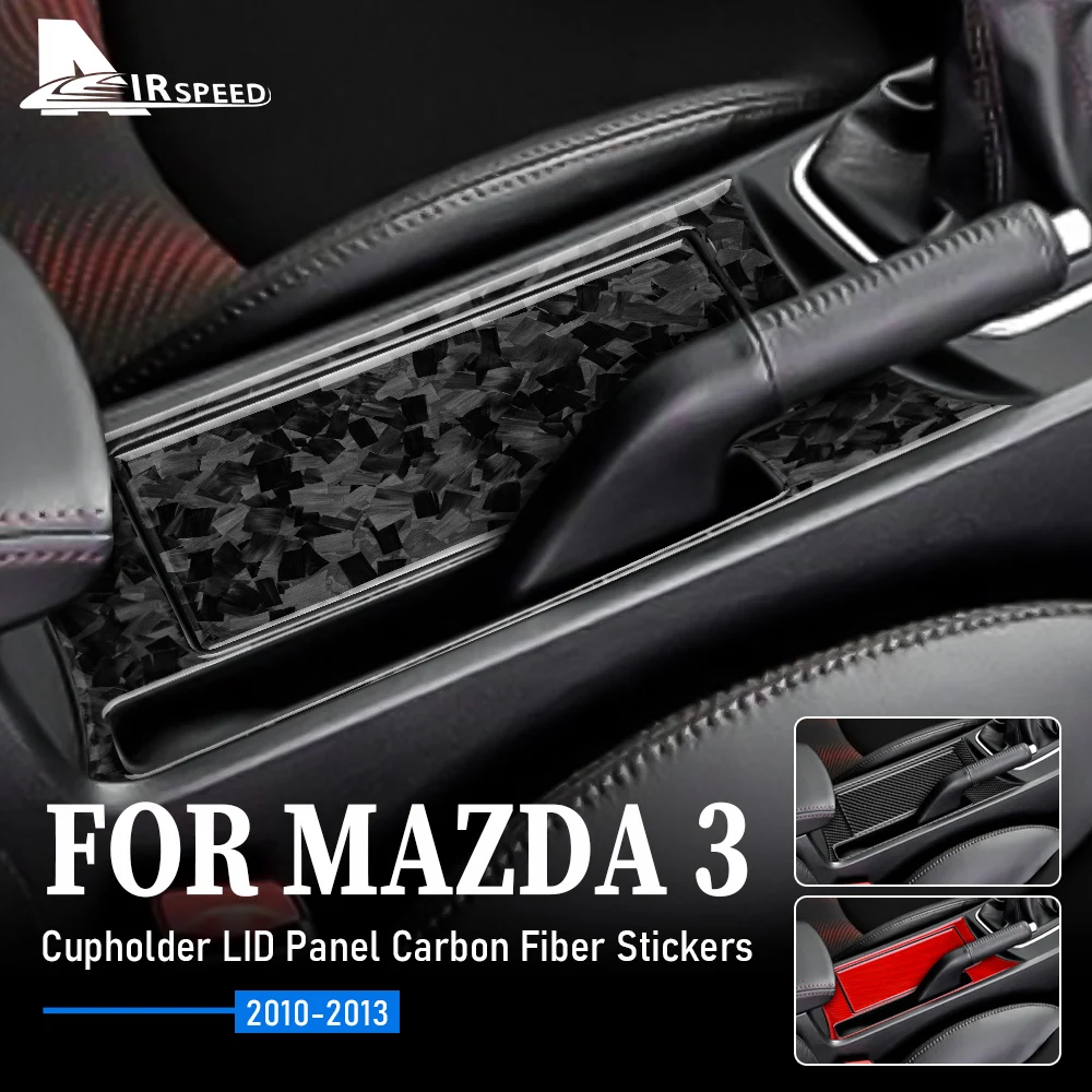

AIRSPEED Car Water Cup Holder Cover Panel Sticker Forged Carbon Fiber For Mazda 3 2010-2013 Trim Interior Cover Car Accessories