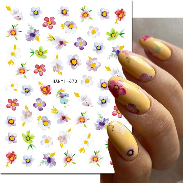 

3D Nail Stickers Watercolor Petals Self Adhesive Slider Decals Floral Nail Decoration Design Tips