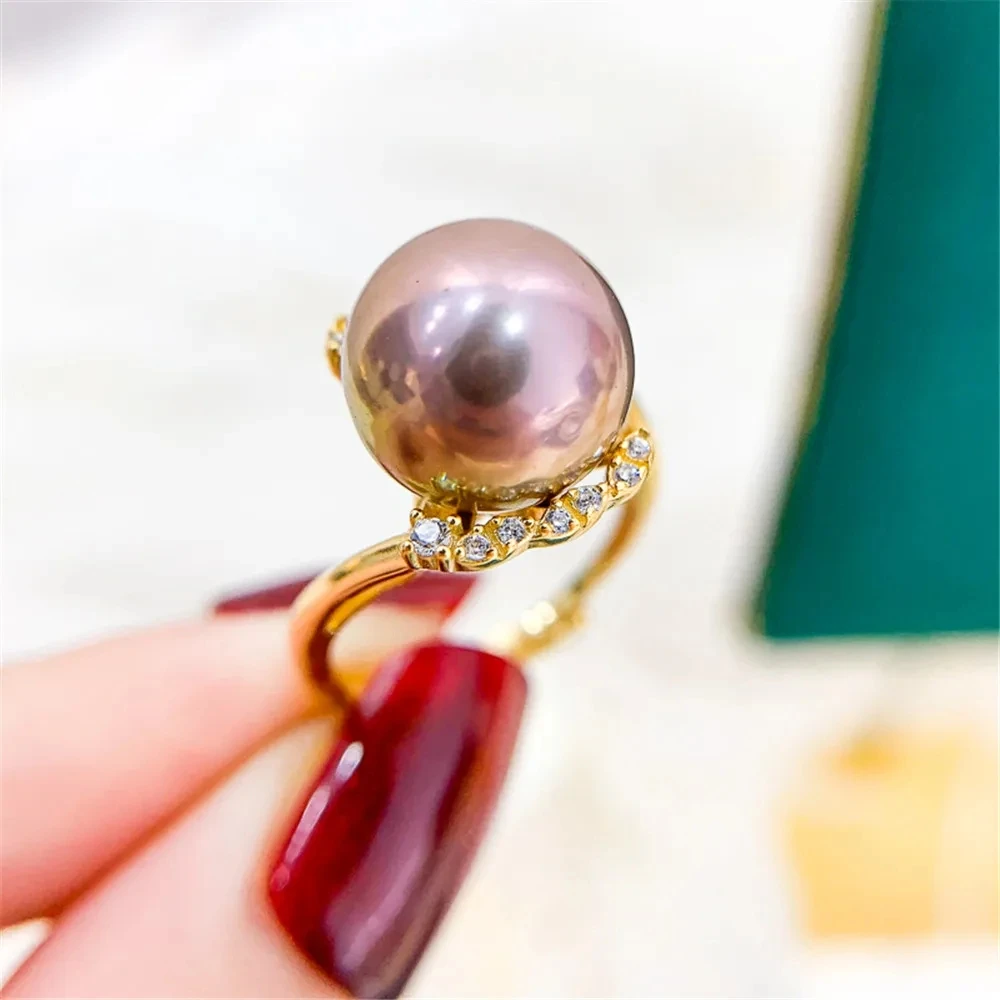 

Genuine Solid S925 Sterling Silver Plated 18K Gold Resizable Classic Rings Settings Base Women DIY Pearl Ring Accessory No Pearl